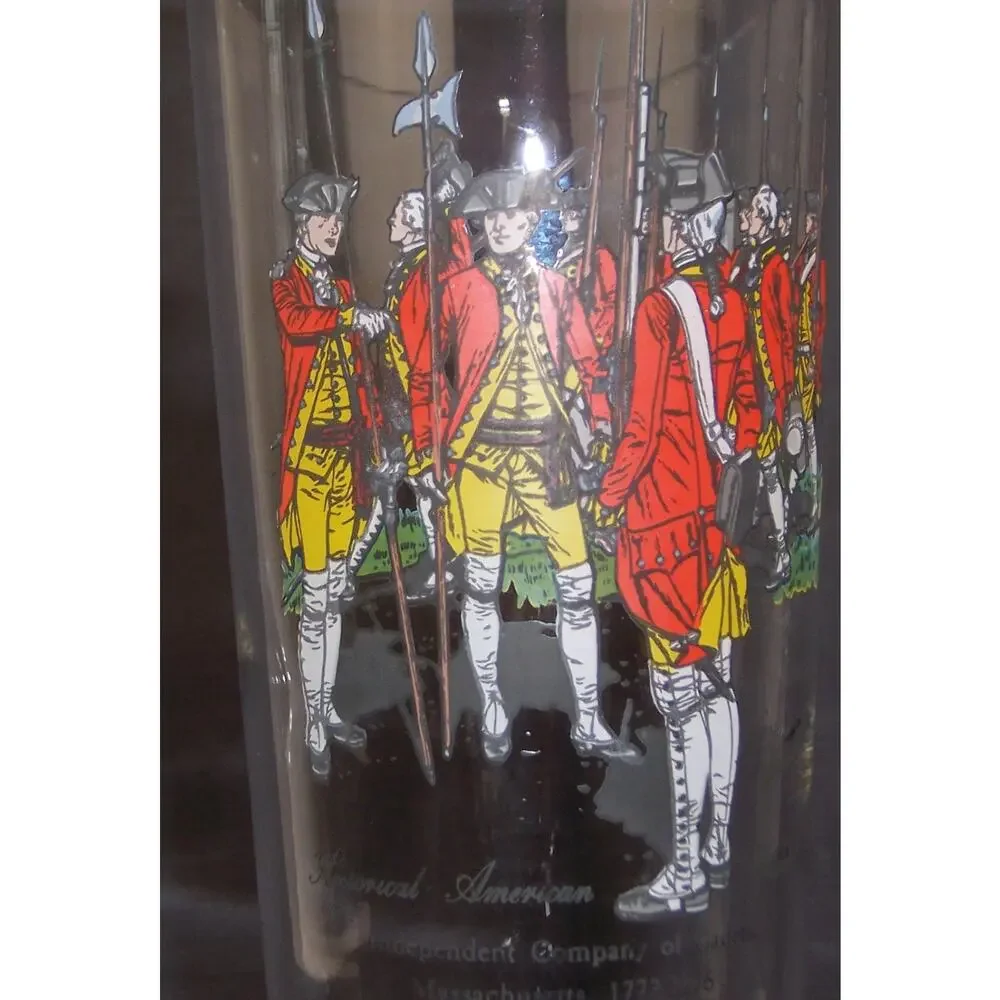 VTG Libbey Historical American Uniforms Highball Glasses Tumblers 6.5